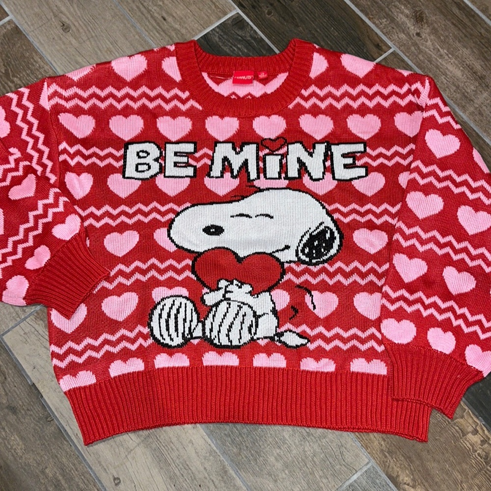 NWOT Peanuts Snoopy Be Mine Valentine Sweater Large